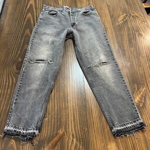 CANYON RIVER BLUES Vintage Jeans Mens 36x30 Black Distressed Grunge Bleached Hem